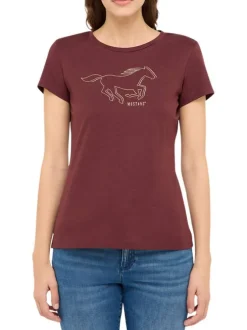 T-shirt en coton chocolat avec imprimé logo à coupe droite et à col rond