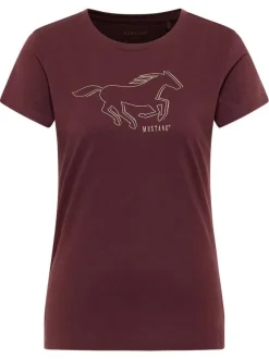 T-shirt en coton chocolat avec imprimé logo à coupe droite et à col rond