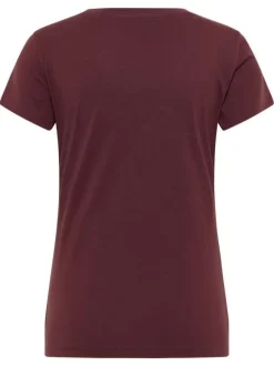 T-shirt en coton chocolat avec imprimé logo à coupe droite et à col rond