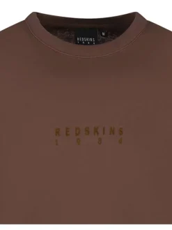 T-shirt en coton chocolat uni avec une coupe droite et un col rond