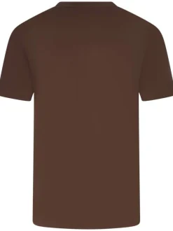 T-shirt en coton chocolat uni avec une coupe droite et un col rond