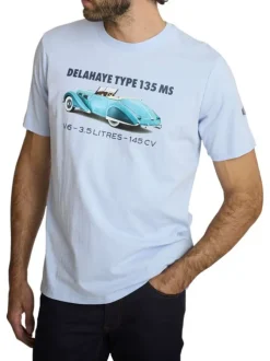 T-shirt en coton ciel à coupe droite orné d'un imprimé de voiture