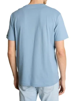 T-shirt en coton ciel uni avec une coupe droite et un col rond