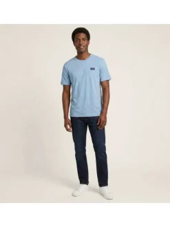 T-shirt en coton ciel uni avec une coupe droite et un col rond