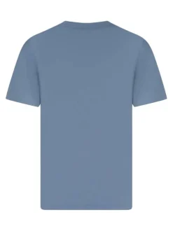 T-shirt en coton ciel uni coupe ajustée col rond et logo de la marque