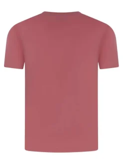 T-shirt en coton corail uni pourvu d'une coupe droite et d'un col rond