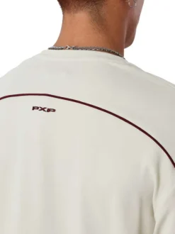 T-shirt en coton écru avec logo à coupe droite et à col rond