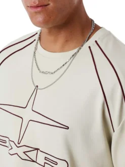 T-shirt en coton écru avec logo à coupe droite et à col rond