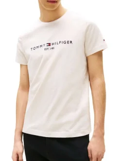 T-shirt en coton écru avec un col rond et des manches courtes