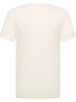 T-shirt en coton écru à col rond et avec le logo imprimé en grand