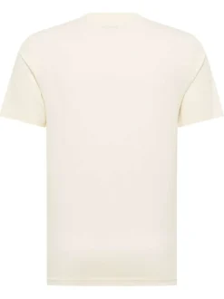 T-shirt en coton écru à col rond orné d'un logo oversize à l'avant