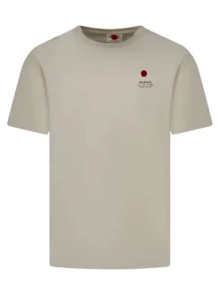 T-shirt en coton écru à coupe droite pourvu de manches courtes