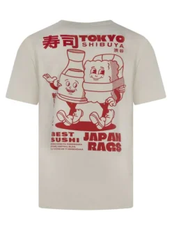 T-shirt en coton écru à coupe droite pourvu de manches courtes