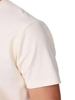 T-shirt en coton écru à coupe droite pourvu d'un col rond et de manches courtes