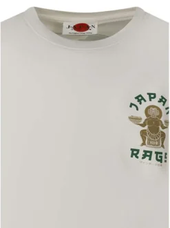 T-shirt en coton écru à coupe droite pourvu d'un imprimé oversize