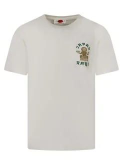 T-shirt en coton écru à coupe droite pourvu d'un imprimé oversize