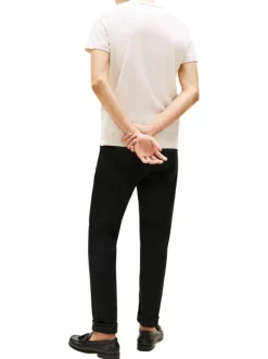 T-shirt en coton écru à coupe droite pourvu du nom de la marque brodé