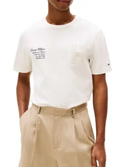 T-shirt en coton écru fantaisie avec un col rond et des manches courtes