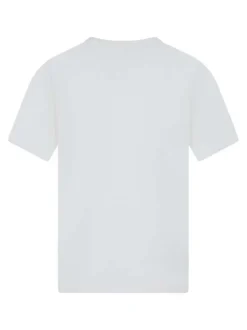 T-shirt en coton écru imprimé avec une coupe droite et un col rond