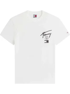 T-shirt en coton écru à imprimé avec une coupe droite et un col rond