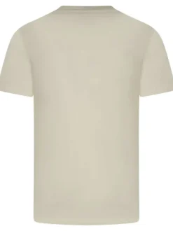T-shirt en coton écru uni avec une coupe droite et col rond
