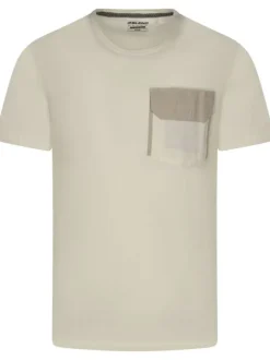 T-shirt en coton écru uni avec une coupe droite et col rond