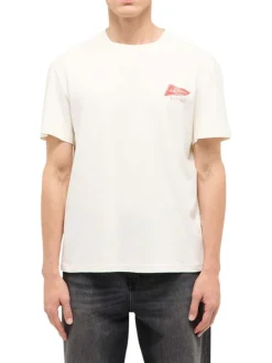 T-shirt en coton écru uni avec une coupe droite et un col rond