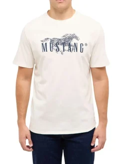 T-shirt en coton écru uni à manches courtes pourvu d'un col rond
