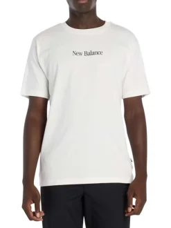 T-shirt en coton écru uni pourvu d'une coupe droite et d'un col rond