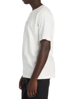 T-shirt en coton écru uni pourvu d'une coupe droite et d'un col rond