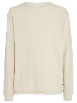 T-shirt en coton en transition beige uni coupe droite col rond