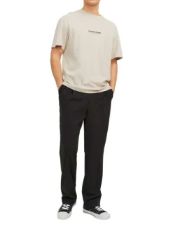 T-shirt en coton en transition beige uni coupe droite col rond