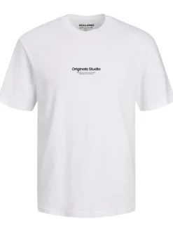 T-shirt en coton en transition blanc uni coupe droite col rond