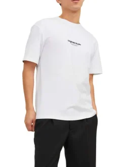 T-shirt en coton en transition blanc uni coupe droite col rond