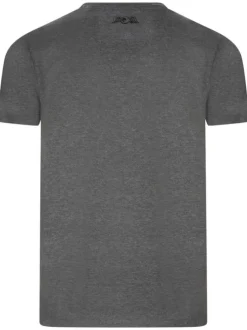 T-shirt en coton gris avec grosse impression à coupe droite et col rond