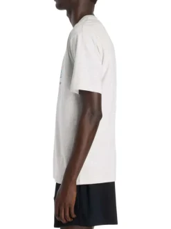 T-shirt en coton gris avec un imprimé, une coupe droite et un col rond