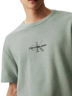 T-shirt en coton gris clair uni col rond et des manches courtes