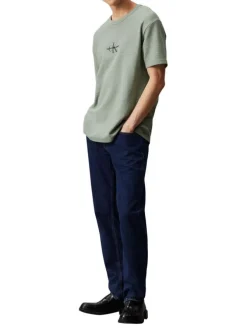 T-shirt en coton gris clair uni col rond et des manches courtes