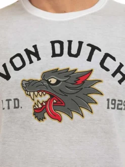 T-shirt en coton gris imprimé avec une coupe droite et un col rond