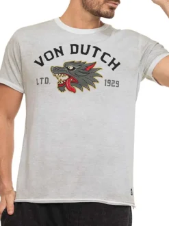 T-shirt en coton gris imprimé avec une coupe droite et un col rond