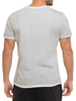 T-shirt en coton gris imprimé avec une coupe droite et un col rond