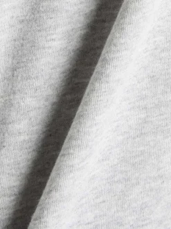 T-shirt en coton gris à imprimé bleu avec un col rond et une coupe droite