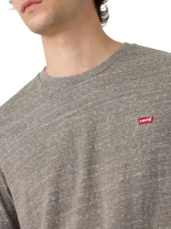 T-shirt en coton gris moucheté avec col rond et des manches courtes