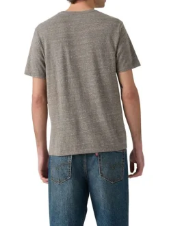 T-shirt en coton gris moucheté avec col rond et des manches courtes
