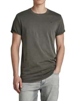 T-shirt en coton gris uni avec une coupe droite et logo iconique