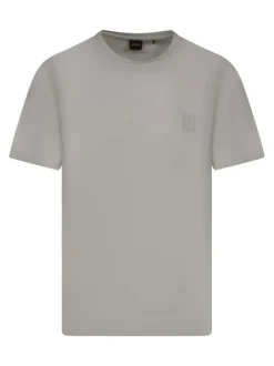 T-shirt en coton gris uni avec une coupe droite et un col rond