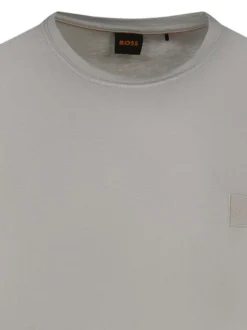 T-shirt en coton gris uni avec une coupe droite et un col rond