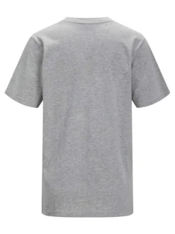 T-shirt en coton gris uni avec une coupe droite et un imprimé poitrine