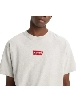 T-shirt en coton gris uni droit avec un col rond et des manches courtes