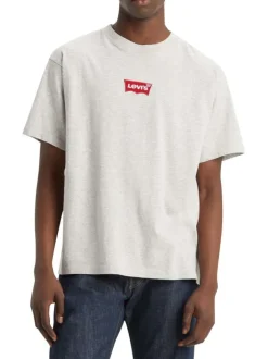 T-shirt en coton gris uni droit avec un col rond et des manches courtes